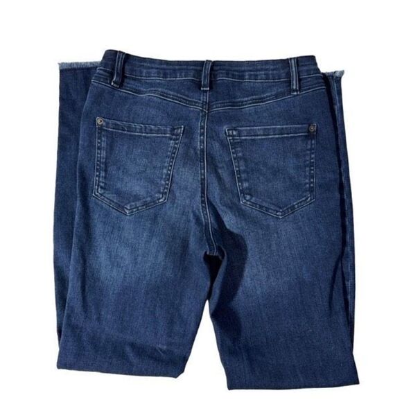 INC Denim High Rise Dark Blue Denim Skinny Jeans Size 6 with frayed cuff - Picture 4 of 5